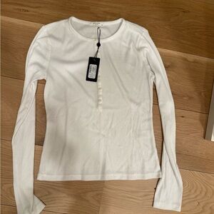 Rag & Bone sz Med white Henley long sleeve shirt top